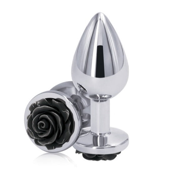 Medium Silver Plug with Black Rose Dildo by NS Novelties- The Nookie