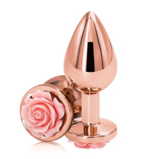 Medium Rose Gold Plug with Pink Rose Dildo by NS Novelties- The Nookie