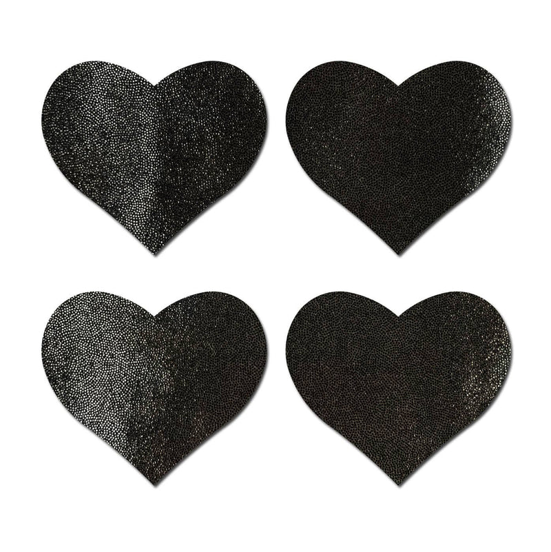 Petites: Two-Pair Small Liquid Black Hearts Nipple Pasties Lingerie by Pastease®- The Nookie