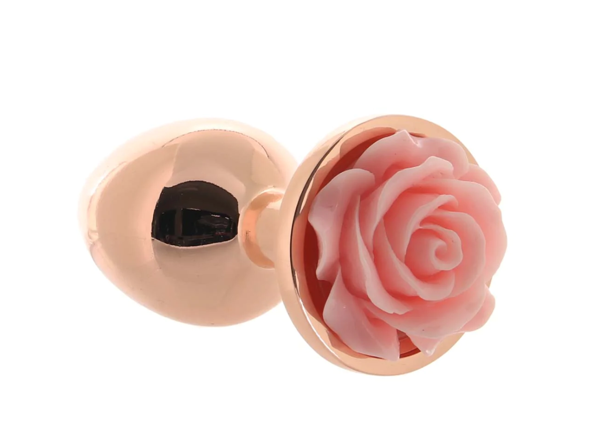 Small Rose Gold Plug with Pink Rose Dildo by NS Novelties- The Nookie