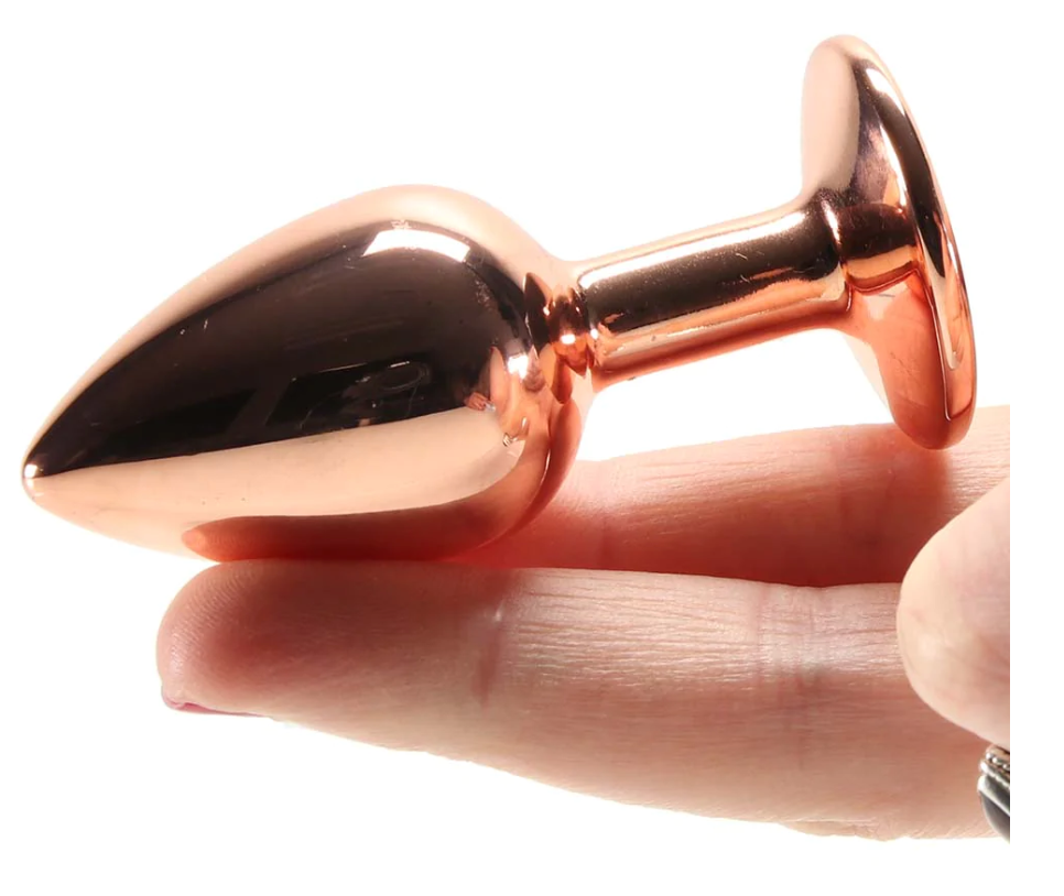 Small Rose Gold Plug with Clear Gem Dildo by NS Novelties- The Nookie