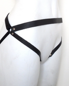 Black Leather and Elastic Frame Panty Lingerie by Love Lorn- The Nookie
