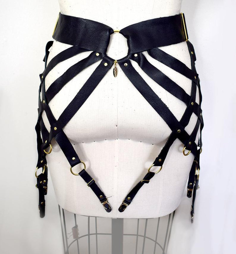 Ingrid Strappy Leather Web Garter Belt Lingerie by Love Lorn- The Nookie
