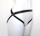 Black Leather and Elastic Frame Panty Lingerie by Love Lorn- The Nookie