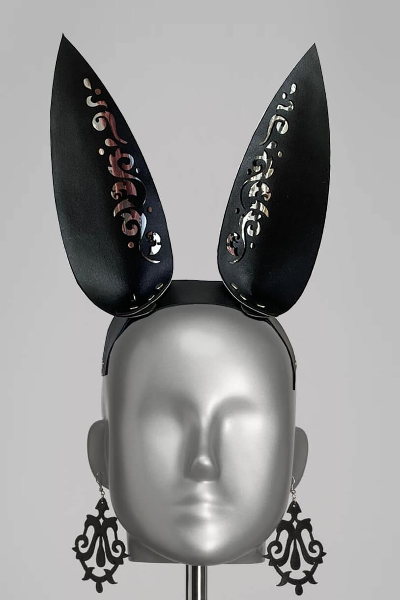Leather Bunny Ears Headband Lingerie by Voyeur X- The Nookie