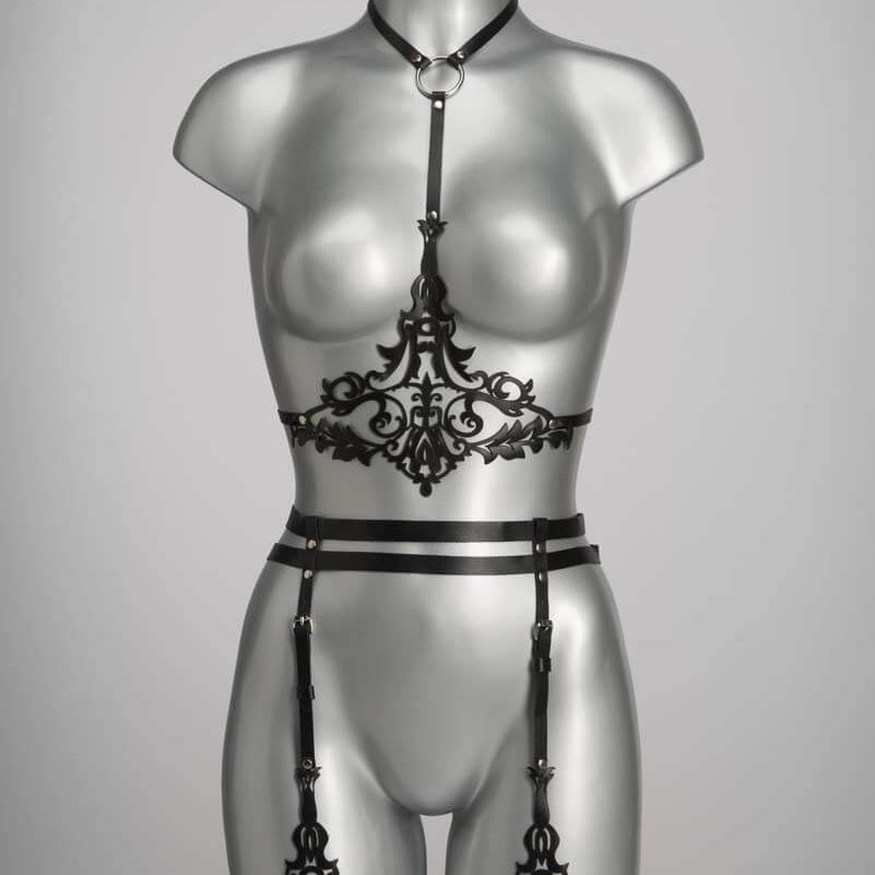 Lilly Leather Suspender Belt Lingerie by Voyeur X- The Nookie