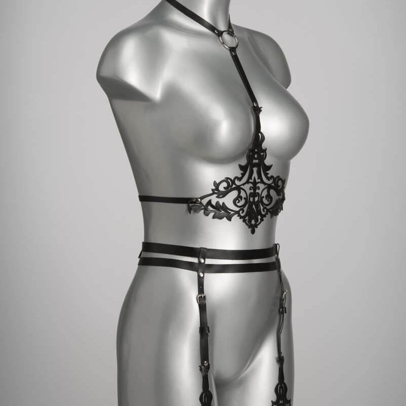 Lilly Leather Suspender Belt Lingerie by Voyeur X- The Nookie