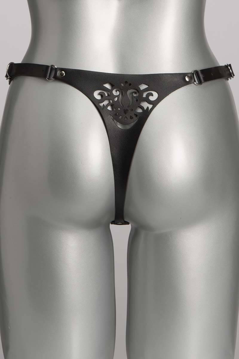 Lilly Leather Thong Lingerie by Voyeur X- The Nookie