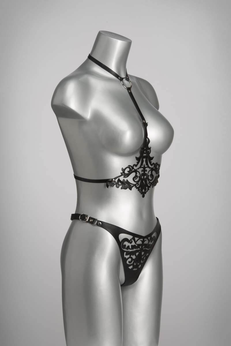 Lilly Leather Thong Lingerie by Voyeur X- The Nookie