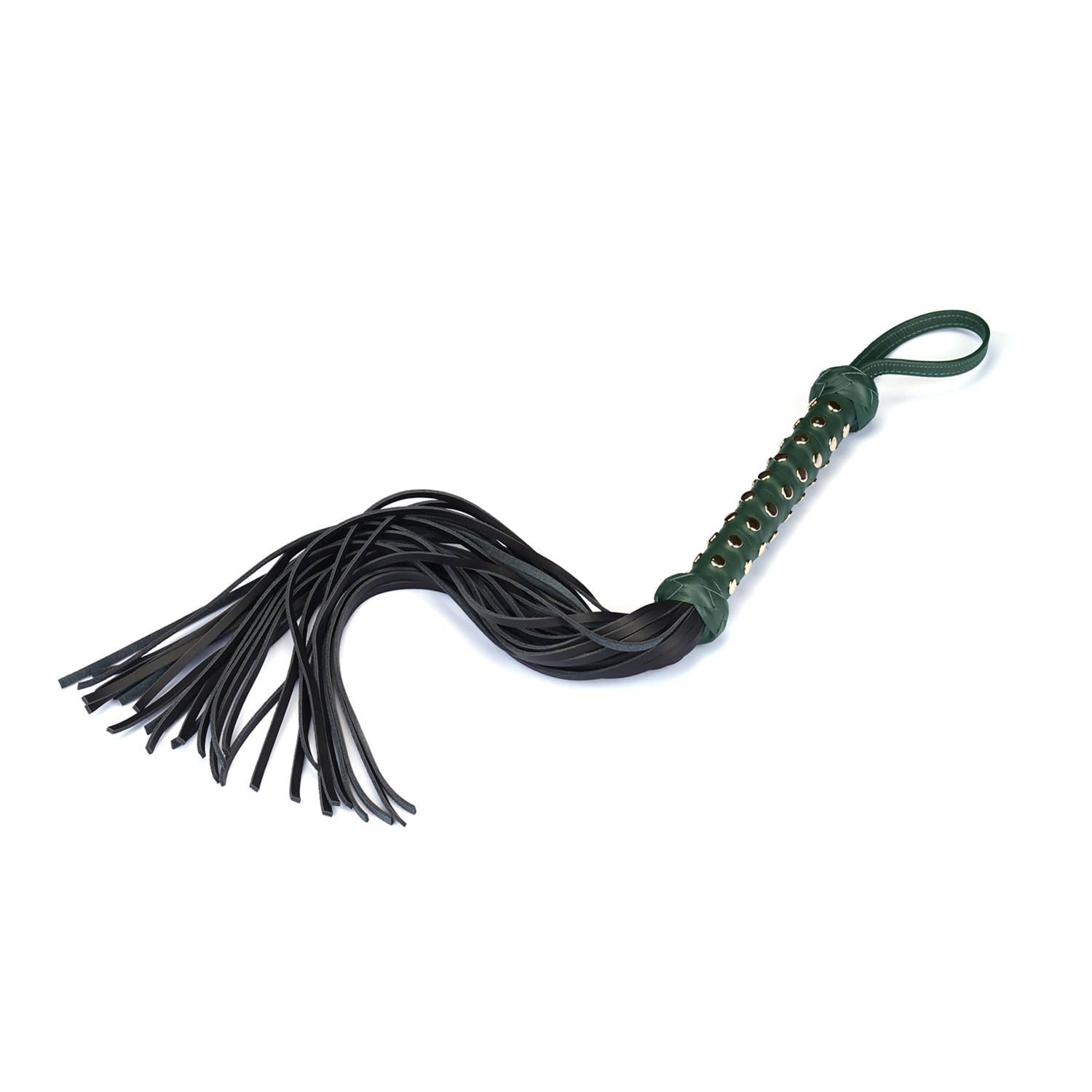  Mossy Chic Heavy Leather Flogger with Studded Handle Kink by Liebe Seele- The Nookie