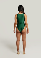  Katrina Lace Up One Piece Swimsuit in Jungle Green Lingerie by Vanity Couture- The Nookie