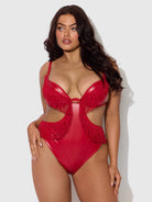 Phoenix Faux Leather & Fringe Crotchless Teddy Lingerie by House of Desire- The Nookie