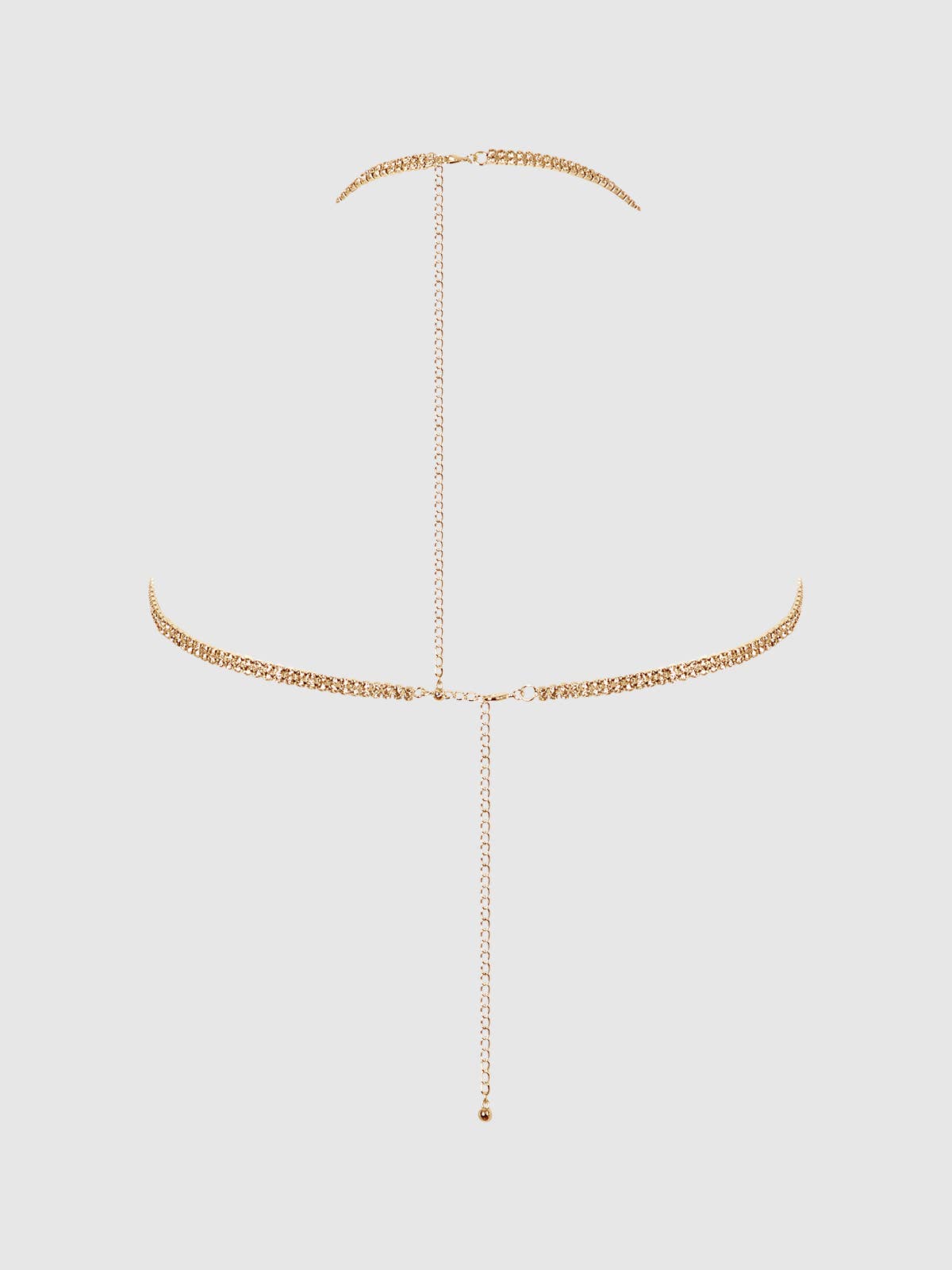 Rhinestone Dangle V-Neck Bra in Gold Lingerie by House of Desire- The Nookie