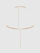 Rhinestone Dangle V-Neck Bra in Gold Lingerie by House of Desire- The Nookie