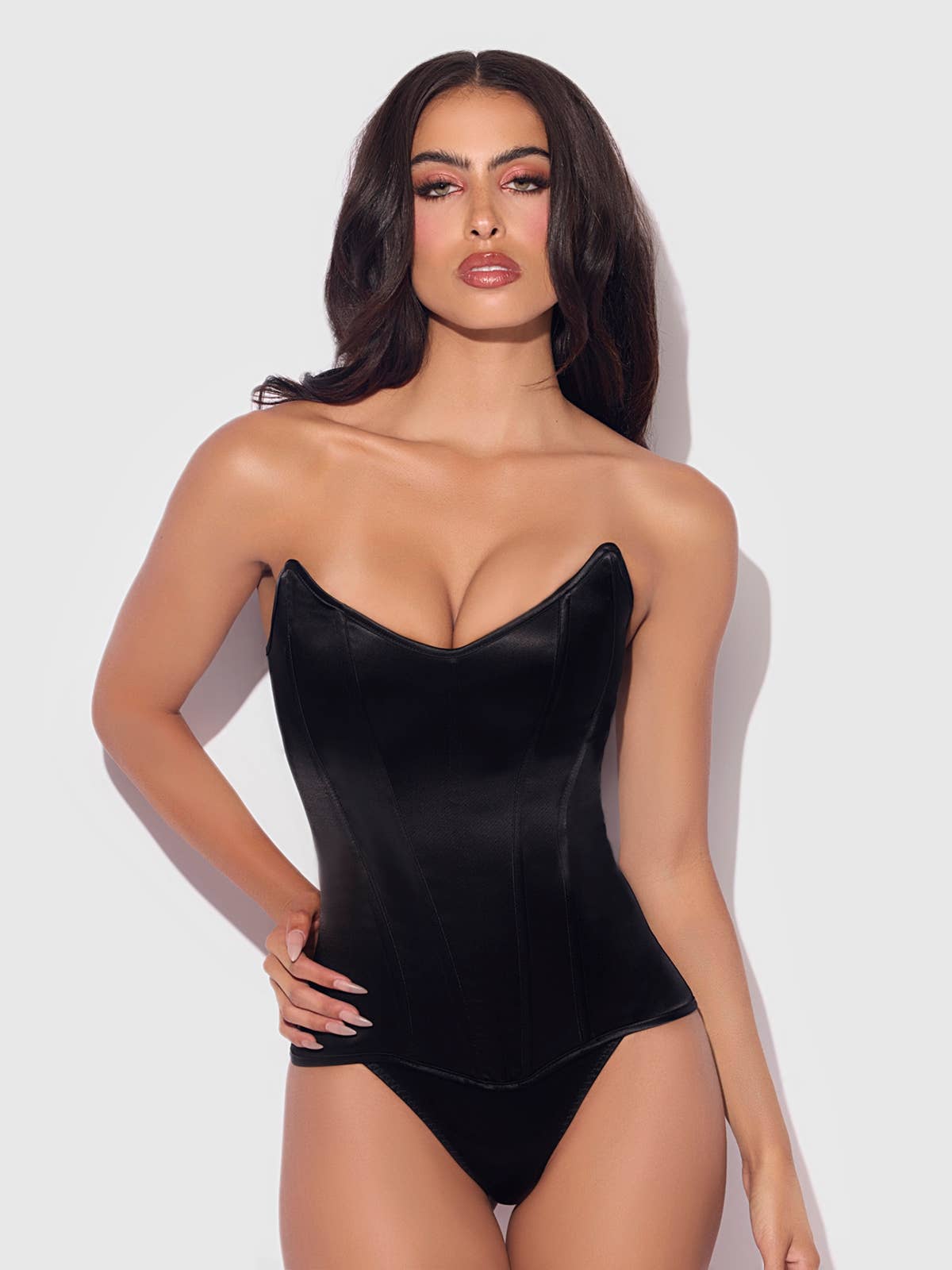 S Juliet Satin Full Boning Scoop Neck Corset Lingerie by House of Desire- The Nookie