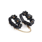 Black Leather Flowers Ankle Cuffs Kink by Liebe Seele- The Nookie