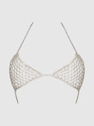 Chainmail Rhinestone Triangle Bra in Silver Lingerie by House of Desire- The Nookie