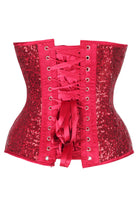 Steel Boned Red Sequin Plunge Neckline Overbust Corset Lingerie by Daisy Corsets- The Nookie