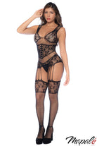 Strappy Fishnet Rhinestone Bodystocking Lingerie by Mapalé- The Nookie