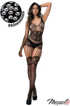 Strappy Fishnet Rhinestone Bodystocking Lingerie by Mapalé- The Nookie