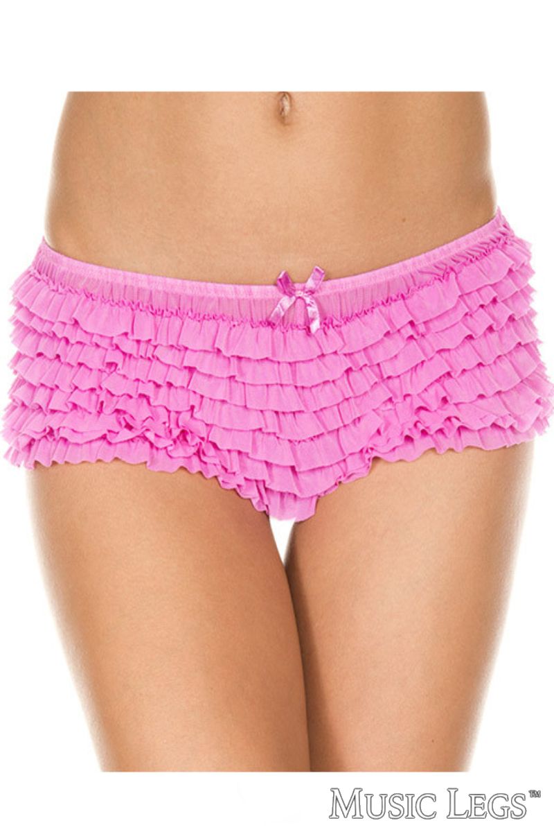 Ruffle Boyshort in Pink Lingerie by Music Legs- The Nookie