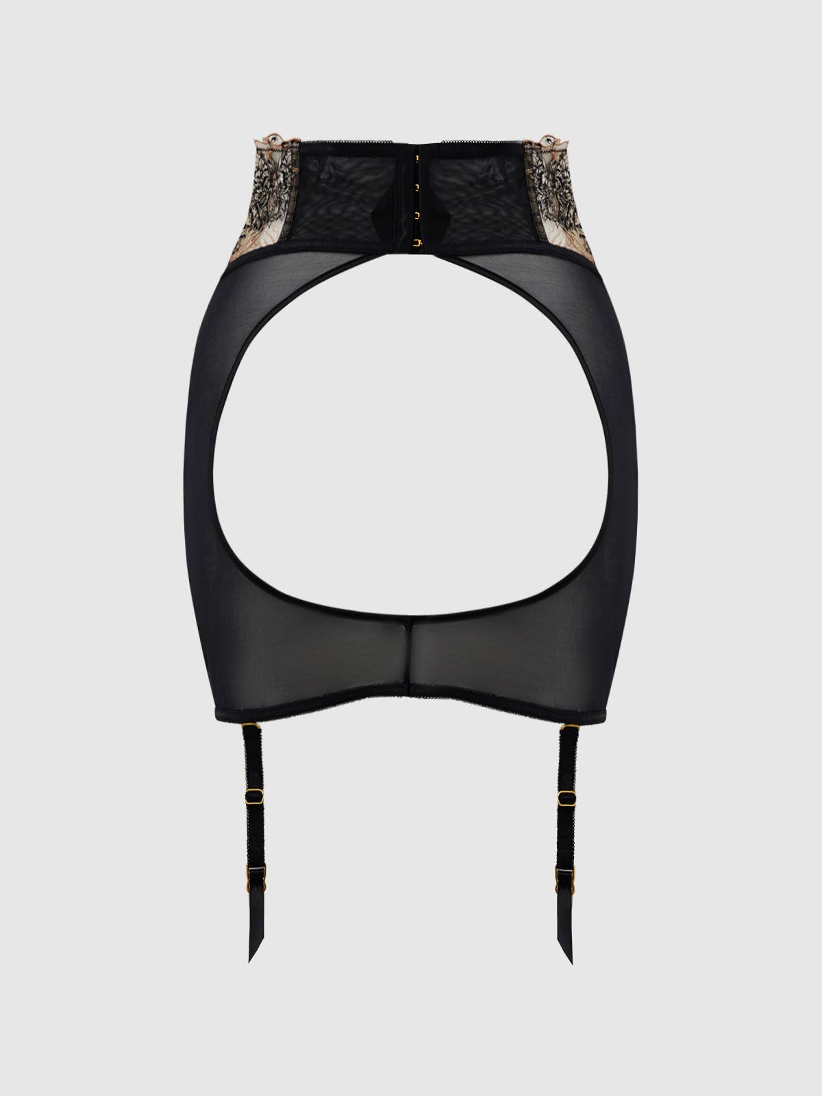 Delilah Embroidered Open Back Half Skirt Lingerie by House of Desire- The Nookie