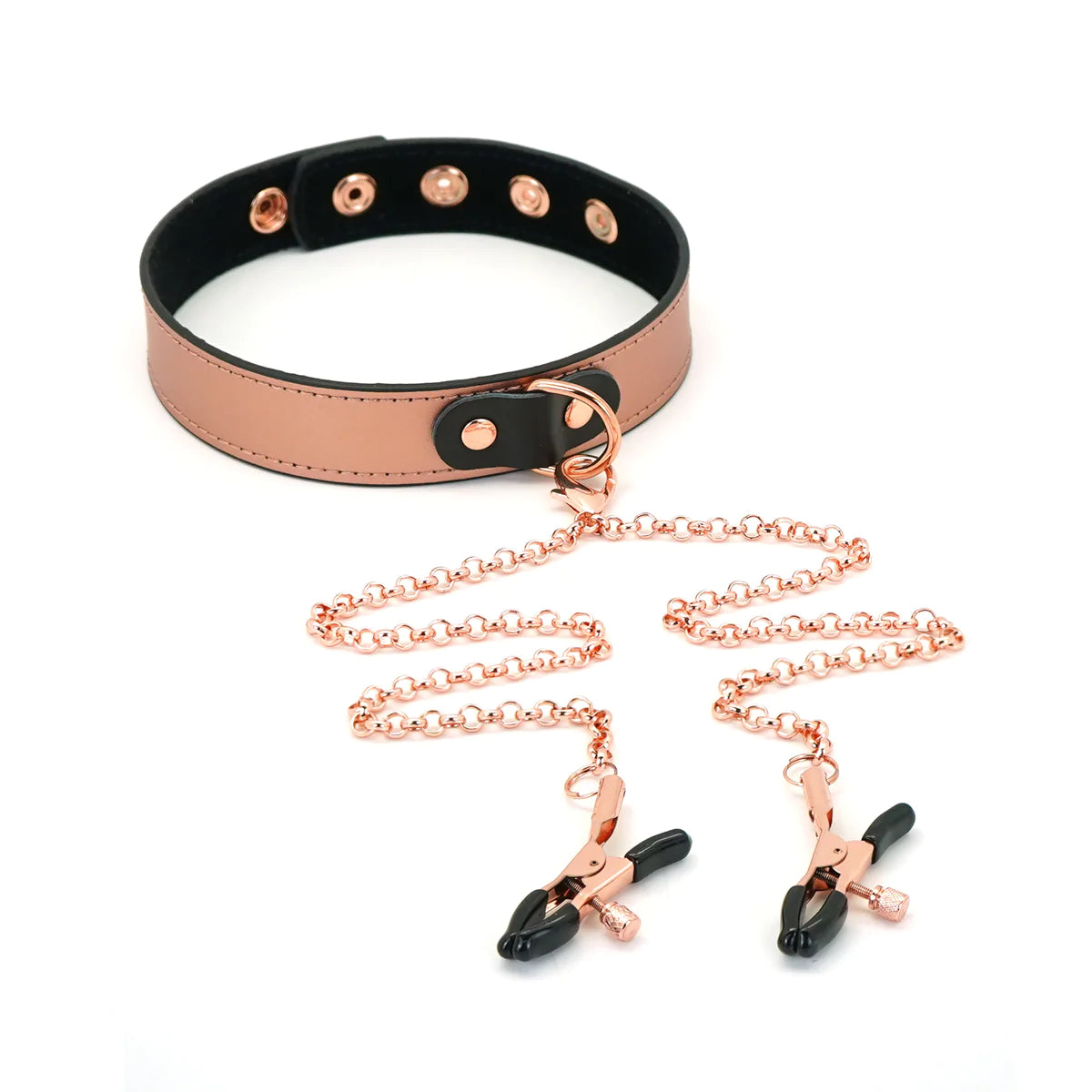  Rose Gold Memory Collar with Nipple Clamps Kink by Liebe Seele- The Nookie