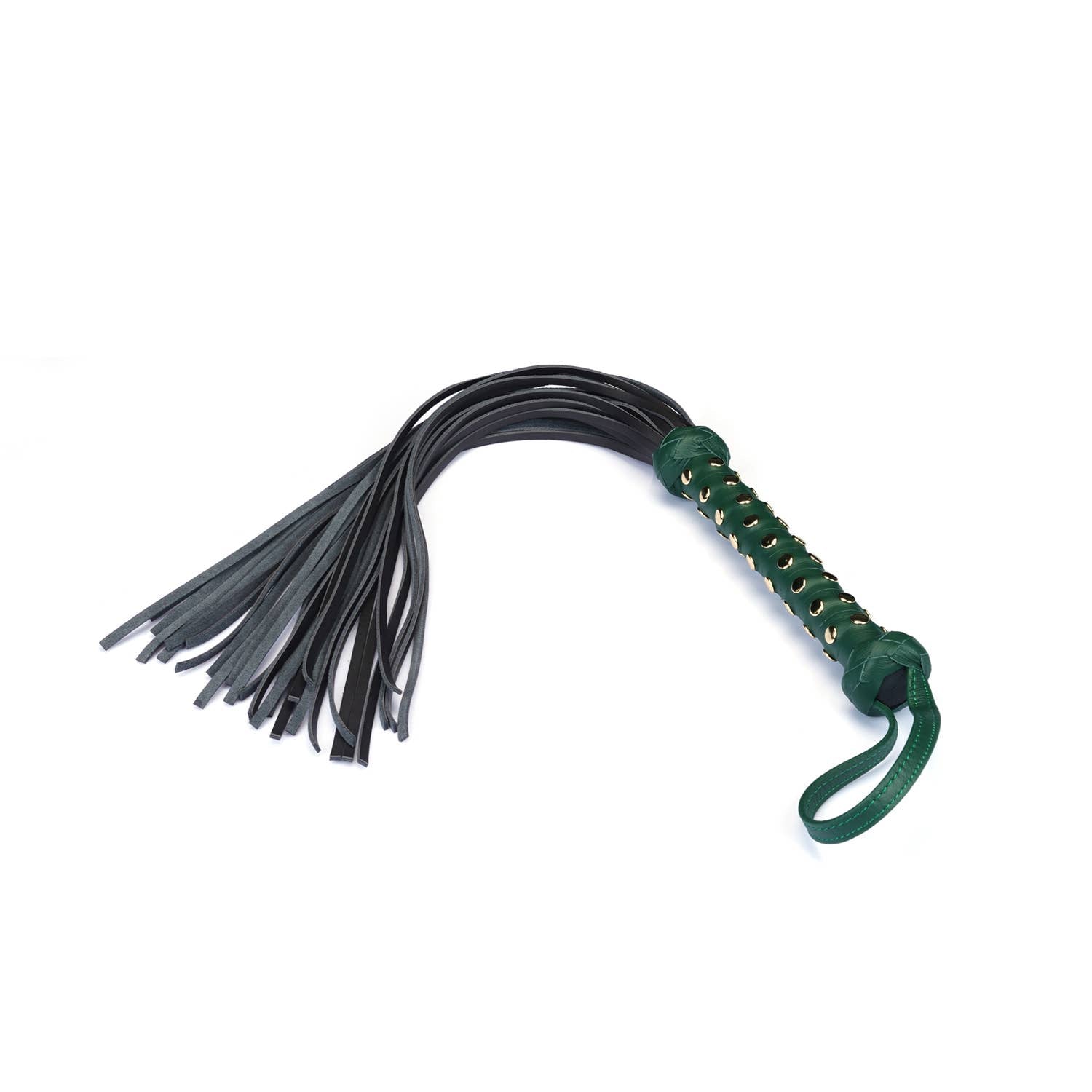  Mossy Chic Heavy Leather Flogger with Studded Handle Kink by Liebe Seele- The Nookie