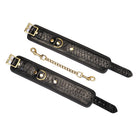 Crocodile Noir Black Leather Wrist Cuffs Kink by Liebe Seele- The Nookie