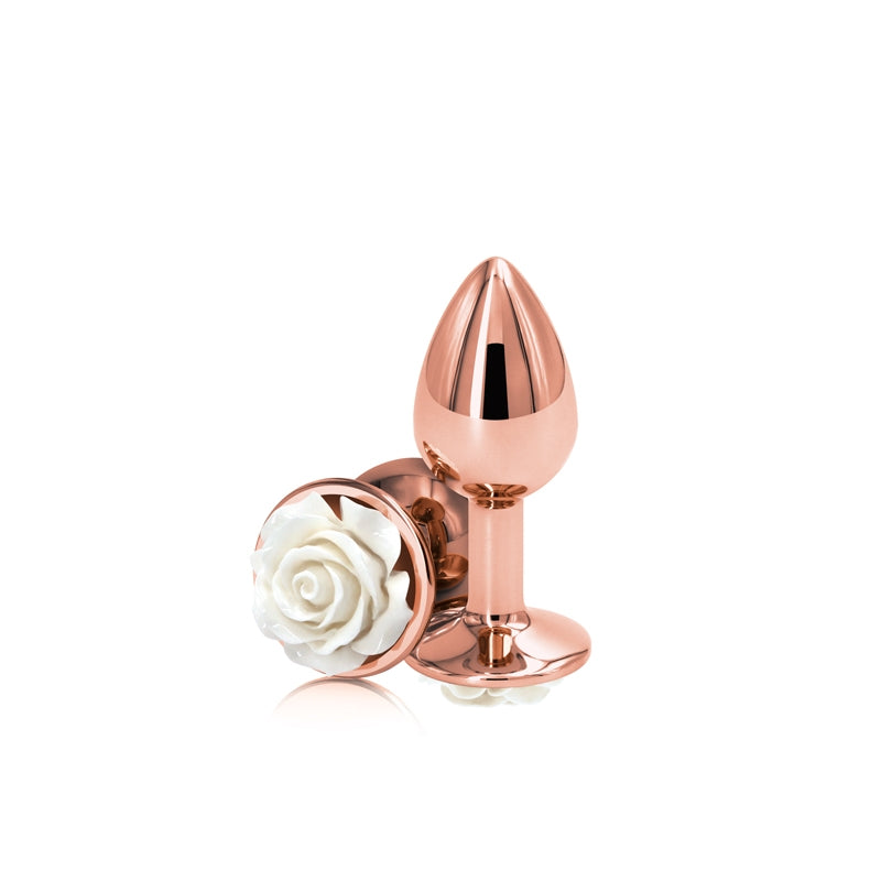 Small Rose Gold Plug with White Rose Dildo by NS Novelties- The Nookie