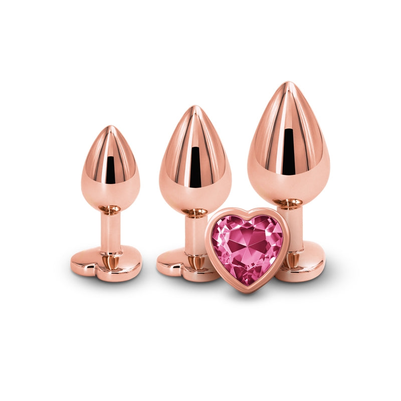 Anal Training Kit in Rose Gold with Pink Hearts Dildo by NS Novelties- The Nookie