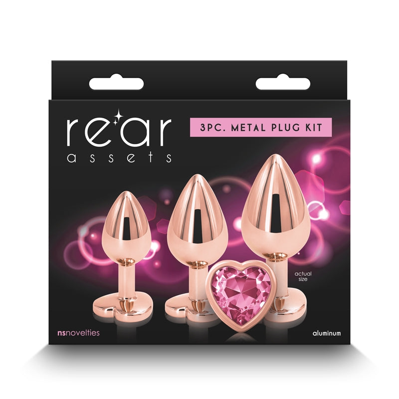 Anal Training Kit in Rose Gold with Pink Hearts Dildo by NS Novelties- The Nookie