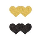 Glitter Hearts Black and Gold Pasties Lingerie by NS Novelties- The Nookie