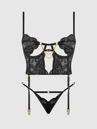 Cecily Lace & Chain Bustier & Hipster Set in Black Lingerie by House of Desire- The Nookie