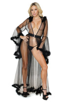  Black Marabou Robe Lingerie by Coquette- The Nookie