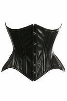 Top Drawer Black Faux Leather Double Steel Boned Curvy Cut Waist Cincher Corset Lingerie by Daisy Corsets- The Nookie