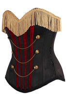  Black and Dark Red Steel Boned Corset with Gold Fringe Lingerie by Daisy Corsets- The Nookie