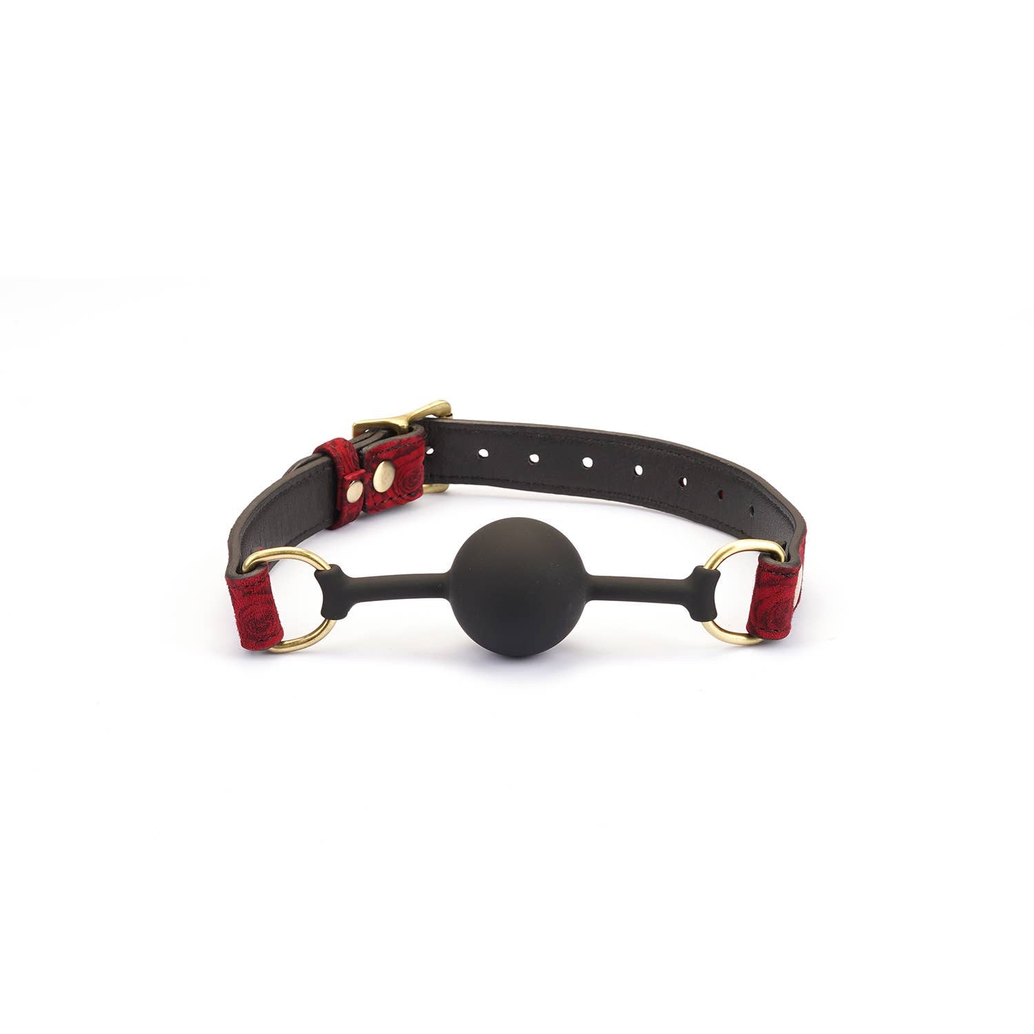 Kinbaku Ukiyoe Ball Gag with Red Rosy Lamb Sued Leather Kink by Liebe Seele- The Nookie
