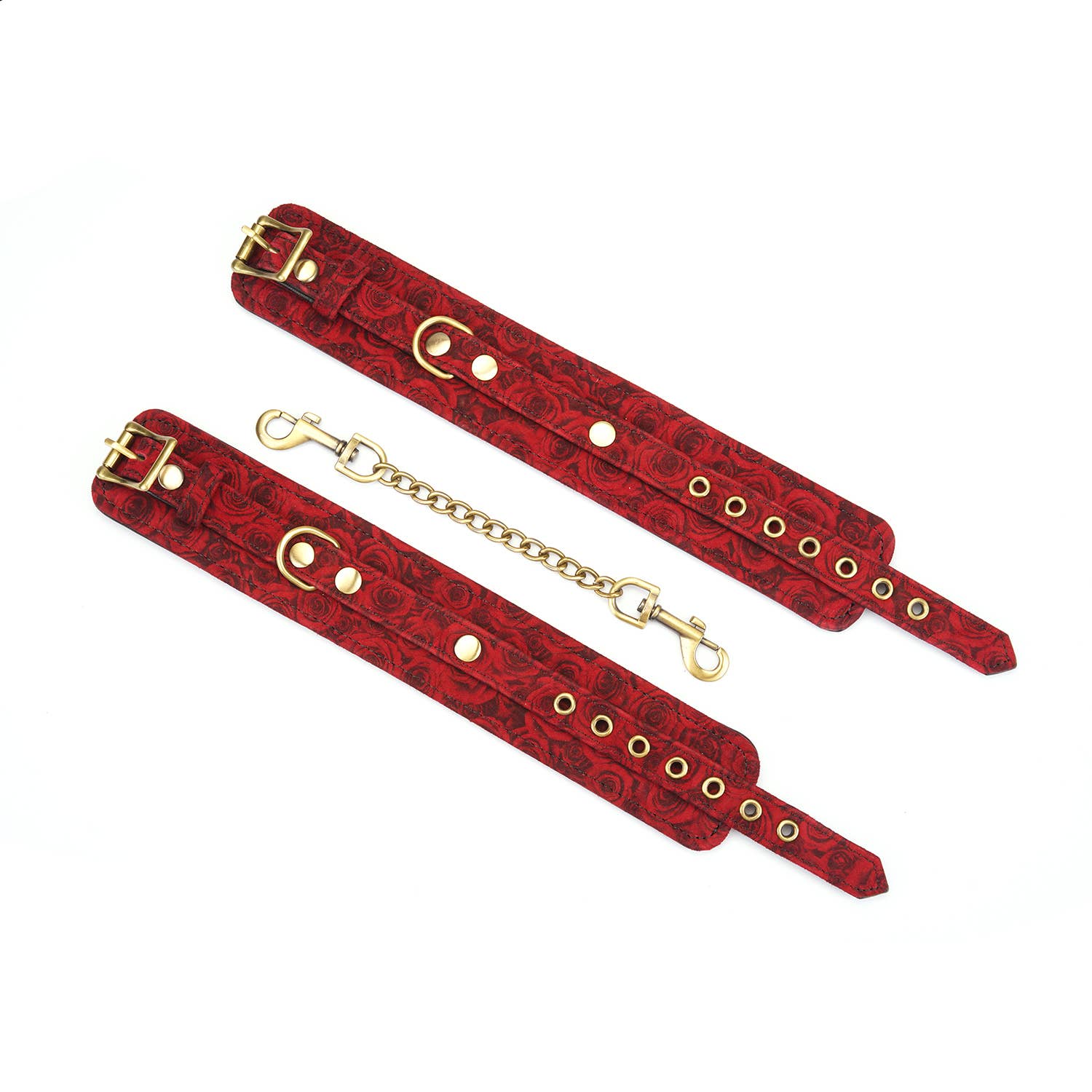 Kinbaku Ukiyoe Luxury Red Rosy Lamb Suede Leather Ankle Cuff Kink by Liebe Seele- The Nookie