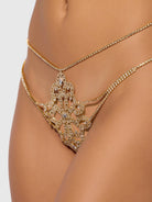 Rhinestone Swirl Knot Panty in Gold Lingerie by House of Desire- The Nookie