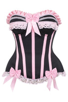  Black and Pink Steel Boned Burlesque Corset Lingerie by Daisy Corsets- The Nookie