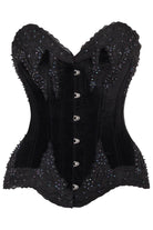  Black Velvet with Beaded Steel Boned Overbust Corset Lingerie by Daisy Corsets- The Nookie