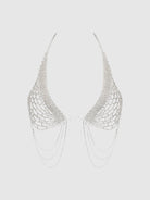 Rhinestone Net Halter with Front Closure in Silver Lingerie by House of Desire- The Nookie