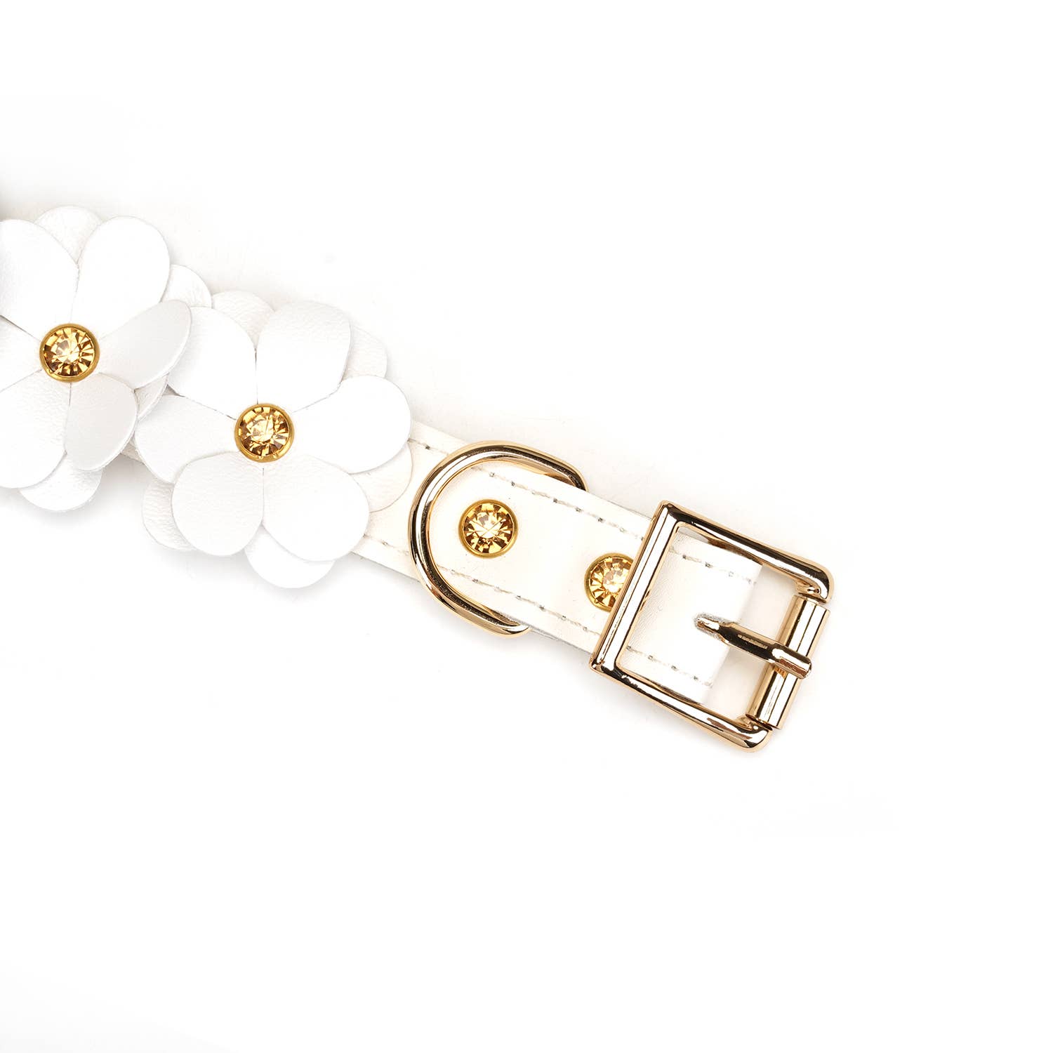 White Leather Flowers Hand Cuffs Kink by Liebe Seele- The Nookie
