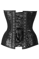  Steel Boned Black Sequin Plunge Neckline Overbust Corset Lingerie by Daisy Corsets- The Nookie