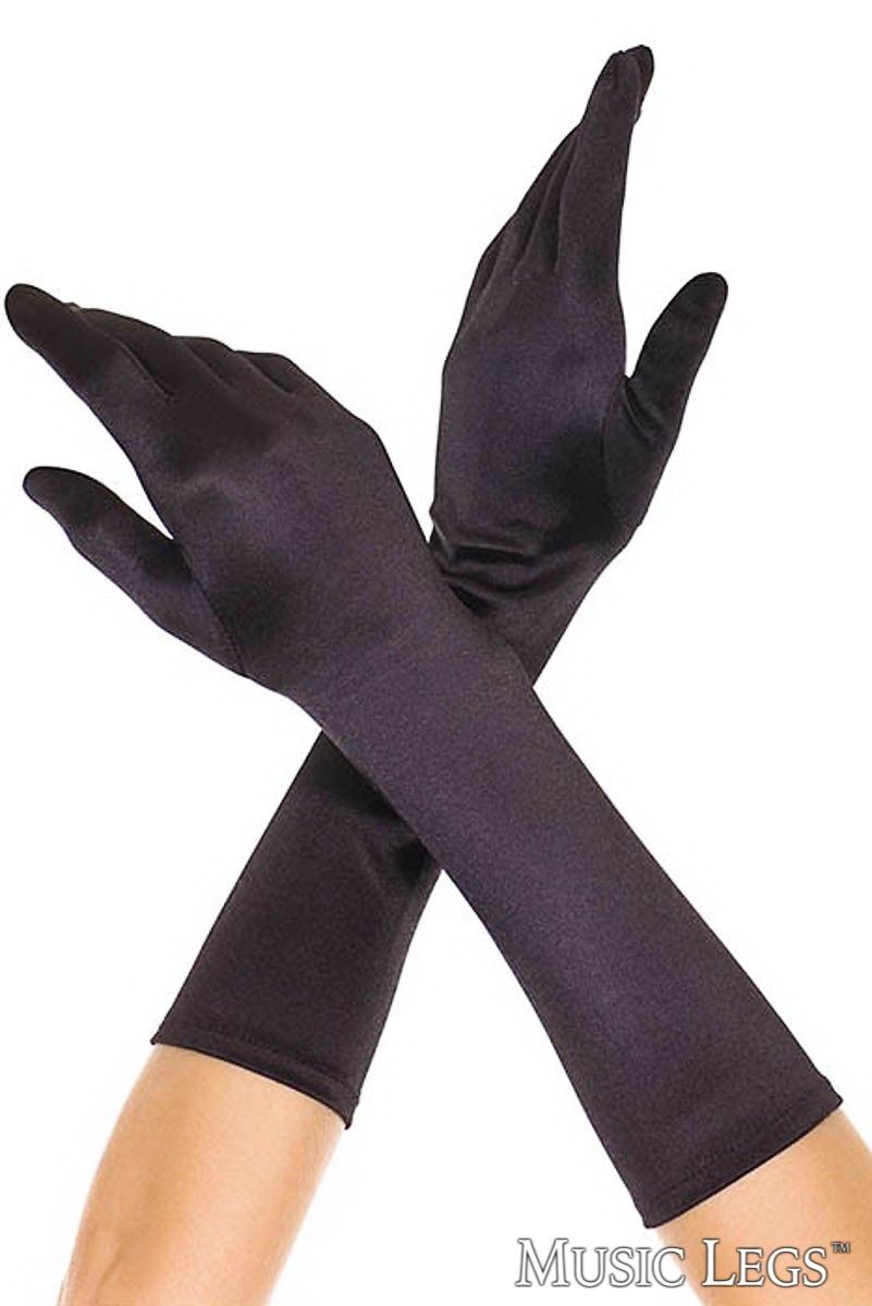 Elbow Length Satin Gloves Lingerie by Music Legs- The Nookie
