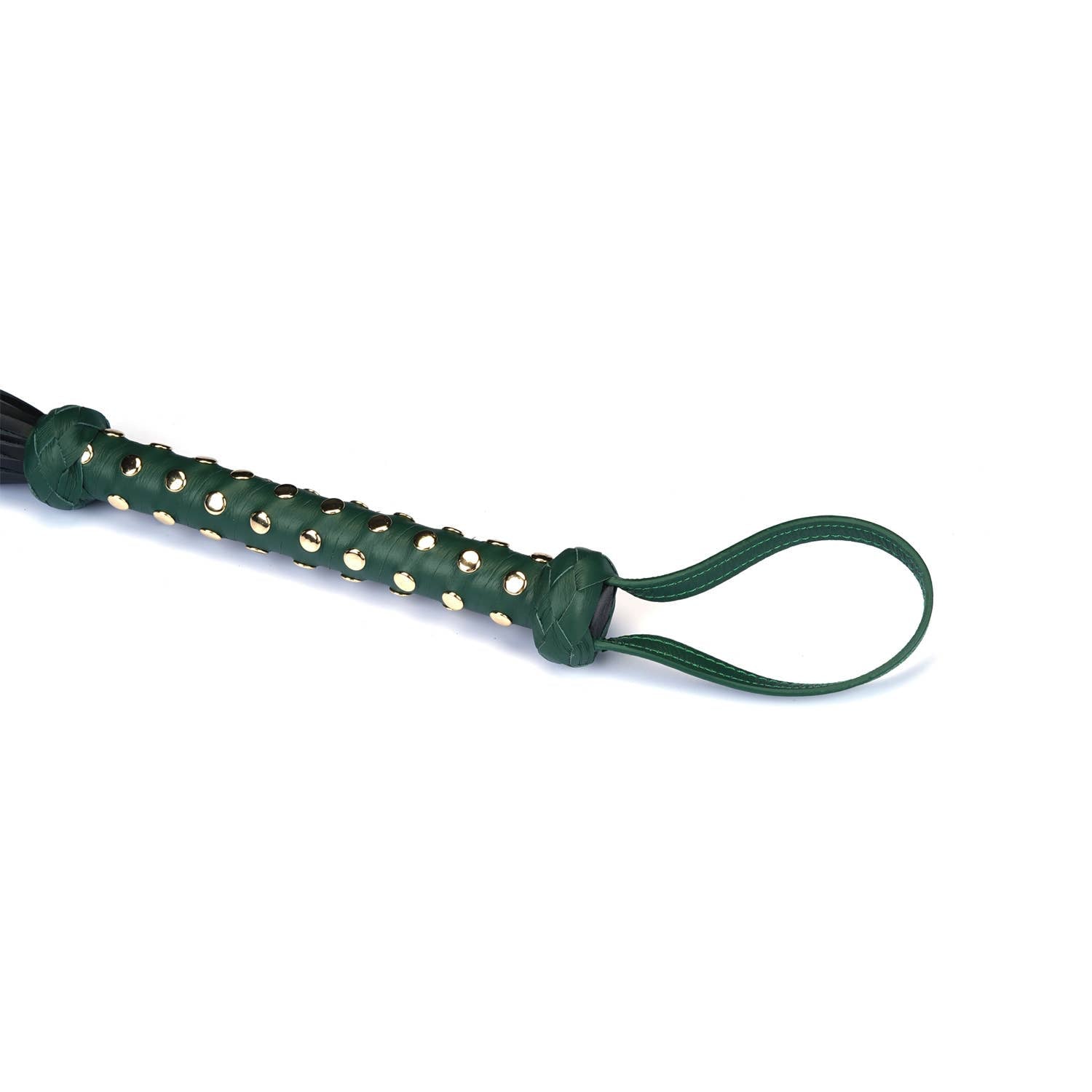  Mossy Chic Heavy Leather Flogger with Studded Handle Kink by Liebe Seele- The Nookie