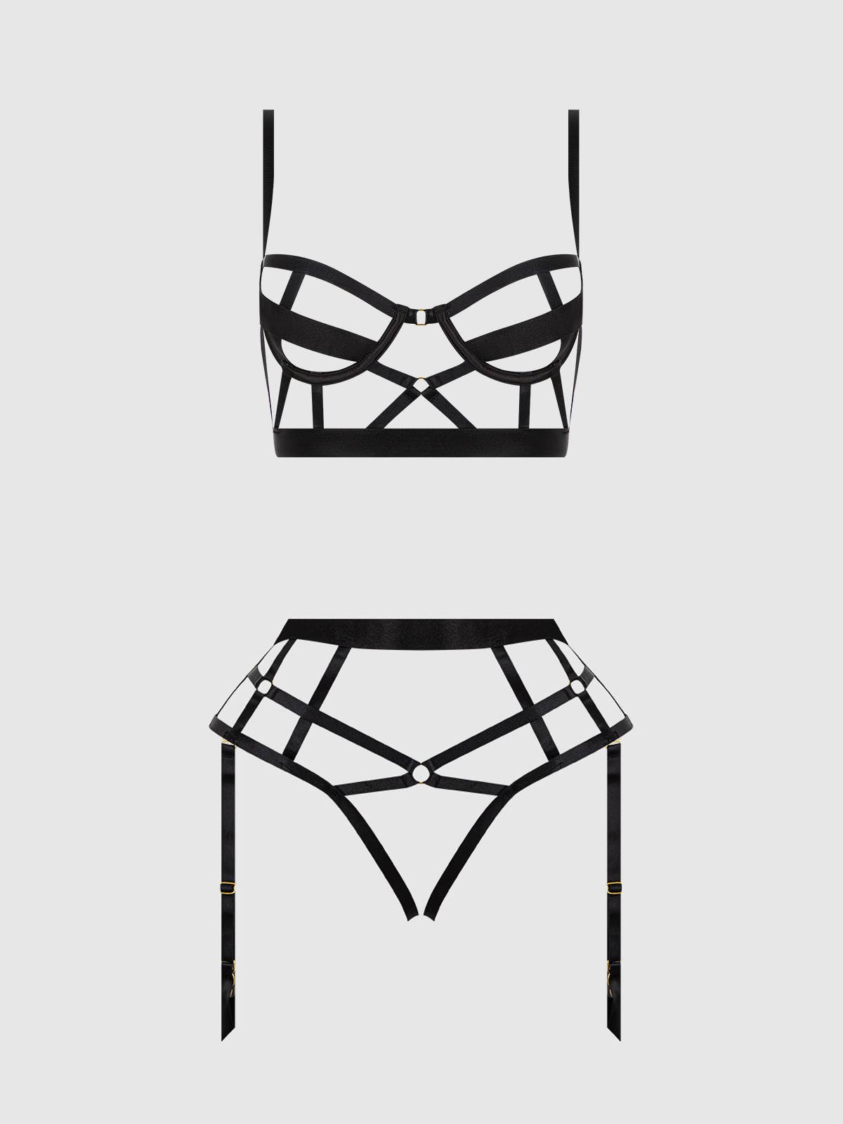 Devon Open Cup Bra & Crotchless Hipster Set Lingerie by House of Desire- The Nookie