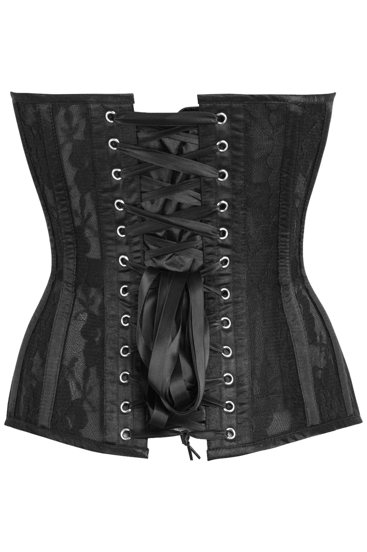 Black Sheer Mesh Net and Lace Steel Boned Overbust Corset Lingerie by Daisy Corsets- The Nookie