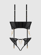 Cecily Lace & Chain Bustier & Hipster Set in Black Lingerie by House of Desire- The Nookie